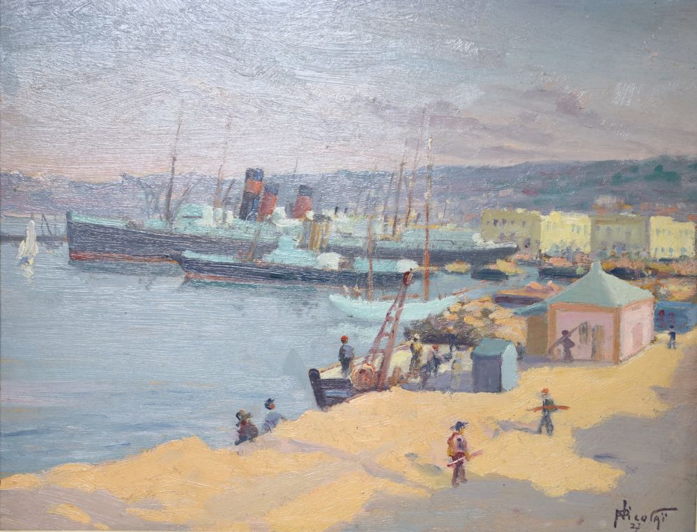 Paul Nicolai (1876-1948), oil on board, Port dAlger, signed and dated 27, 31 x 39cm